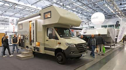 Alkoven, Außenaufnahme, Sprinter, Mercedes, Messe, CMT Alkoven, Außenaufnahme, Sprinter, Mercedes, Messe, CMT