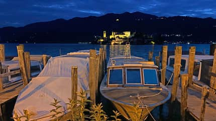Nacht, Boote, See, Glanzpunkt, Berge, Lichter Nacht, Boote, See, Glanzpunkt, Berge, Lichter