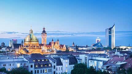 EM-Spiel in Leipzig - Skyline