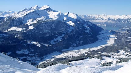 Wintersportregion, Berge, WŠlder, Schnee, Himmel Wintersportregion, Berge, WŠlder, Schnee, Himmel