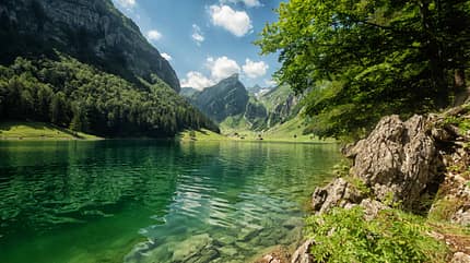 Seeaplsee, Schweizer Alpen, Berge, See, Bergsee, Idylle, Ufer Seeaplsee, Schweizer Alpen, Berge, See, Bergsee, Idylle, Ufer