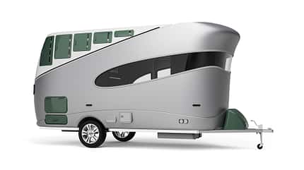 Red Dot Award, Caravan, Konzept, Airfarm, geschlossen Renderings des Wohnwagen-Konzepts Airfarm (Red Dot Award 2024) geschlossen