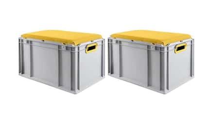 Euroboxen, Polster, Set
PROREGAL SuperSparSet 2x Eurobox NextGen Seat Box Gelb HxBxT 36,5x40x60cm 65 Liter Griffe offen Eurobehälter, Sitzbox, Transportbox,