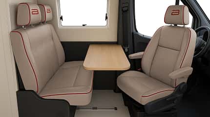 Bürstner, Habiton, Sprinter, 2026, HM60, Sitzgruppe, beigem rot Bürstner Habiton Sprinter (2026) Sitzgruppe beige und rot