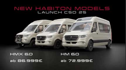 Bürstner, Habiton, Sprinter, 2026, HM60, Mercedes Sprinter, Modelle Bürstner Habiton Sprinter (2026) Präsentationsfolie mit drei Campingbussen