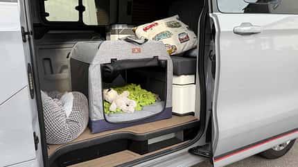 dauertest, dreamer cap land, camping mit hund Transportbox