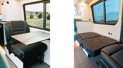 Campingbus, Vanlife, Einzelsitz, Schlafplatz, Tisch Benchmark Apprentice, Campingbus, Einzelsitz, Notbett