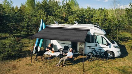 Ective flexible Solarzellen auf Markise Ective flexible Solarzellen auf Markise