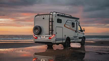 Hymer, Wohnmobil Rückansicht, Hymer, Wohnmobil