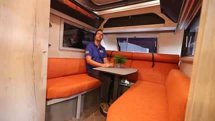 easy caravanning get away, leichtbau, wohnwagen Sitzgruppe