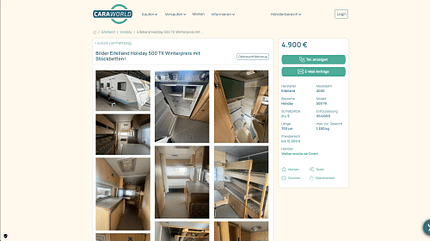 Screenshot, Caraworld.de, Gebraucht, Wohnwagen Screenshot (15.10.2025) Caraworld.de: gebrauchte Wohnwagen