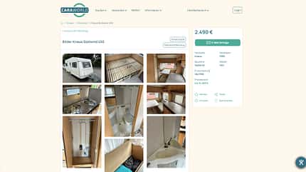 Screenshot, Wohnwagen, gebraucht, Caraworld Knaus Südwind 450 gebraucht Inserat