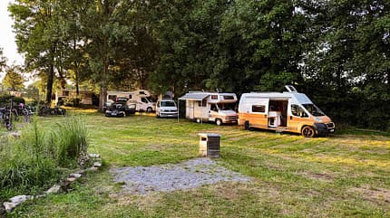 Alte Busse, Wagenburg, Wiese, Camper Alte Busse, Wagenburg, Wiese, Camper