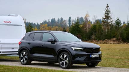 Volvo Front, Volvo EX40, Zugwagen, Camping, Elektroauto, E-Auto, Caravan