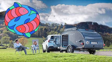 Fische, Knutschkugel, Carretta, Mini-Wohnwagen, Teardrop