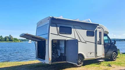 Frankia Neo MT, Reisemobil, Dauertest, Heckgarage, Fahrrad, Außenansicht, Küste f_Dauertest_Frankia_Neo_Heckgarage