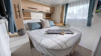 Notin Rubi CF, Queensbett, Schlafzimmer, Vorhang, modernes Kopfteil