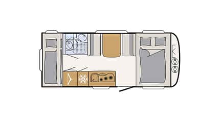Dethleffs C´GO 495 QSK, Wohnwagen, Caravan, Grundriss