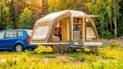 Wingcube Klappzeltbox im Anhänger wird zum Zelt, Zeltanhänger, Anhängerzelt
