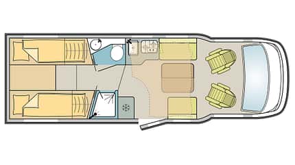 Grundriss, Ahorn Camp TE 740, Wohnmobil, Teilintegriert, Preiswert, Einzelbett