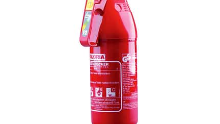 Baumaterial und Feuerlöscher