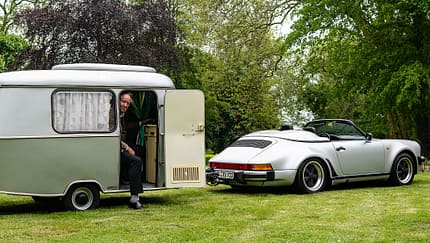 06/2019, Porsche 911 Speedster G-Modell mit Hymer Eriba Puck