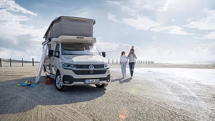 Aufgeklappt, Strand, Familie, Campingbus