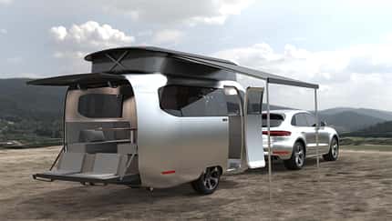Außenfoto, Caravan, Studie, Heckklappe offen, Markise
