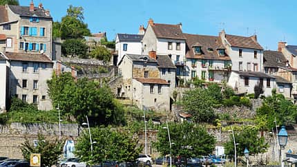 Aubusson, Stadt, Parkplatz, Häuser