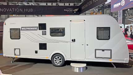 Außenansicht, Wohnwagen, Seite, Einstieg