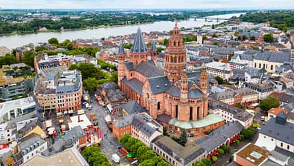 Mainz cathedral aerial view, Germany