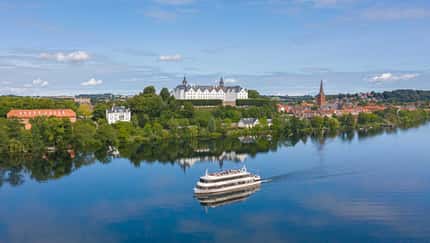 Aerial view over 17th century Plön Castle