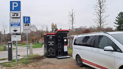 Gasflaschen, Tauschautomat, Energie Rath,  Dinkelsbühl, Wohnmobilstellplatz P5 Larrieder Straße