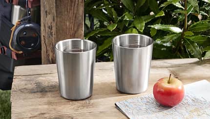 Tchibo 2 Camping-Becher aus Edelstahl