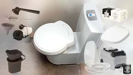 Kollage verschiedener Toiletten-Produkte
