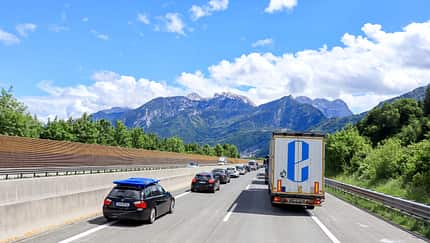 Golling an der Salzach, Austria - 22.05.2024: Traveling through Austria, the A10 highway and a fantastic view of the Tennen Mountains