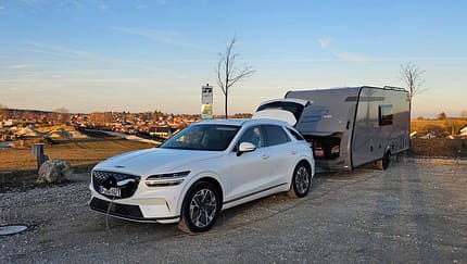 Praxistest, Caravelair und Genesis, Außenfoto Gespann