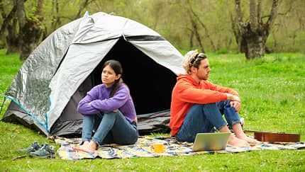 Mann, Frau, Streit, Zelt, Frust, Camping