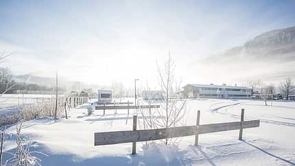 Alpsee Camping, Stellplatz, Winter, Schnee Alpsee Camping, Stellplatz, Winter, Schnee