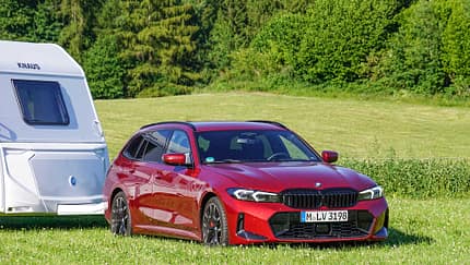 Front, BMW 330i, Camping, Wohnwagen, Caravan