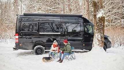 Campingbus, Winter, Paar, Hund
