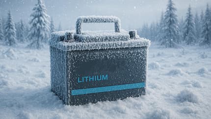 Lithiumbatterie, Winter, KI-generiert