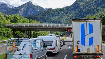 Golling an der Salzach, Austria - 22.05.2024: Traveling through Austria, the A10 highway and a fantastic view of the Tennen Mountains