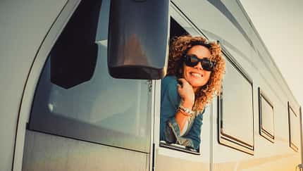 activity,drive,emotion Portrait Of Young Woman Leaning Outside Van