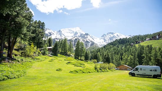 Camping Arolla, Campingplatz in den Hochalplen, 1950 m, Arolla, Schweiz, Wallis