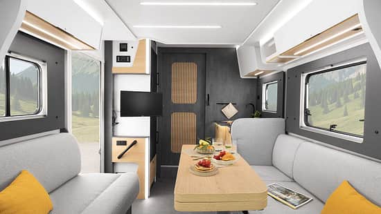 Ahorn Camp, Teilintegrierter, face to face Sitzgruppe, Tisch