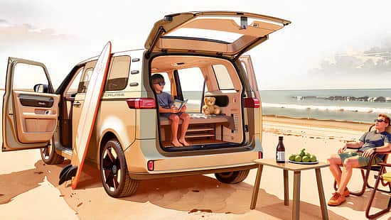 ID Buzz, California Cruise Rendering, Camper, Elektro, Van