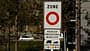 Low Emission Zone sign put up along the road. Traffic