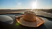 Straw hat in the car