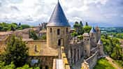 Carcassonne, Festung, Türme, Zinnen, Stadtmauer Carcassonne, Festung, Türme, Zinnen, Stadtmauer